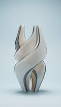 Opal White and Slate Gray sculptural glass object