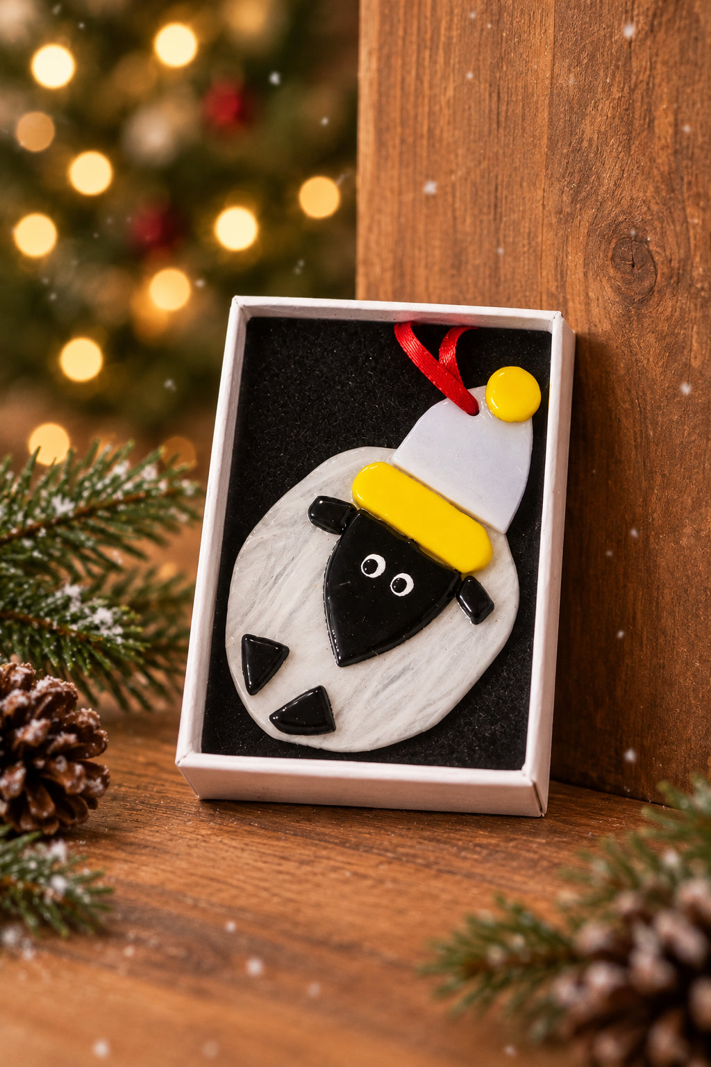 Fused glass Christmas sheep