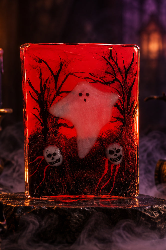 Spooky fused glass tealight holders.