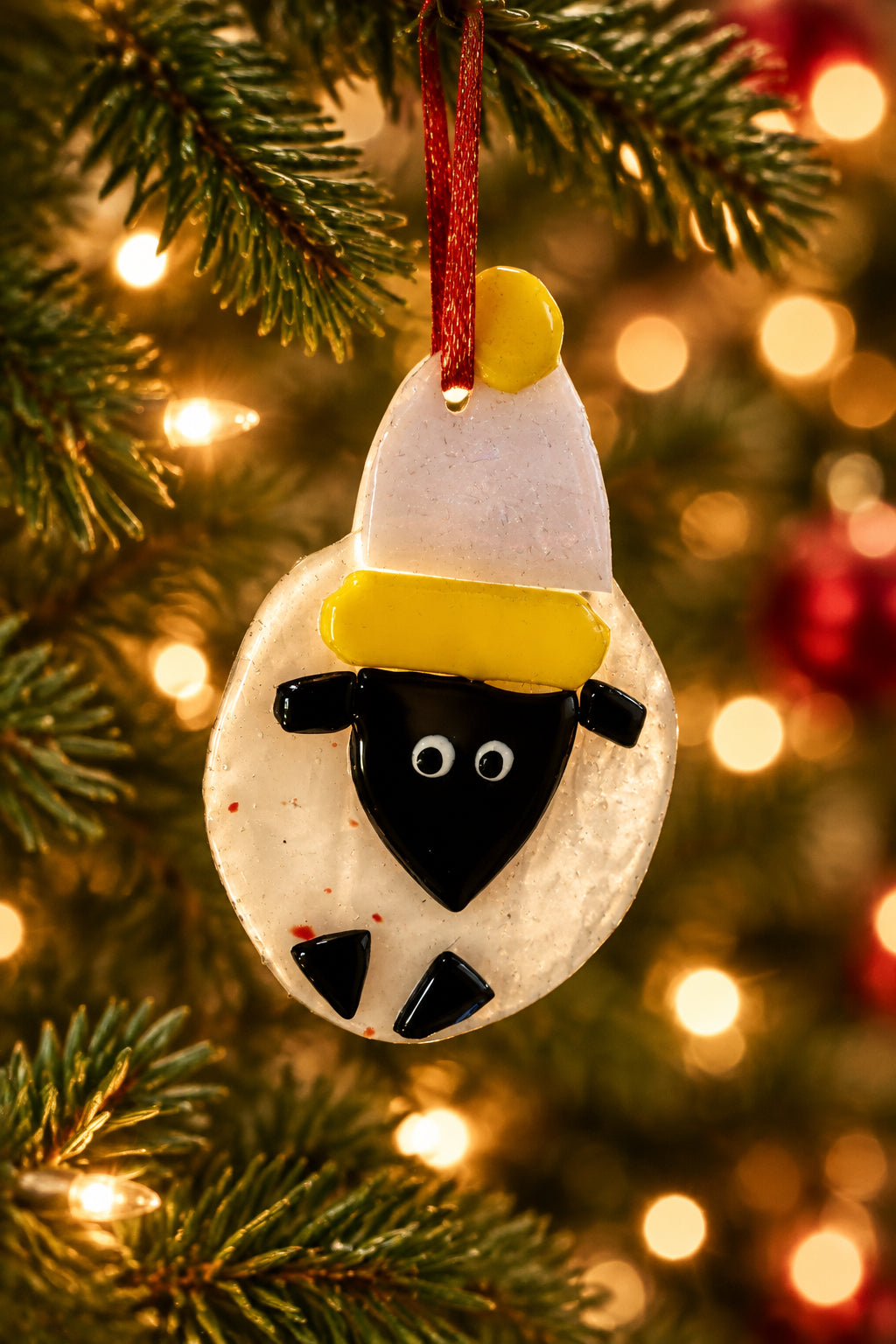 Fused glass Christmas sheep