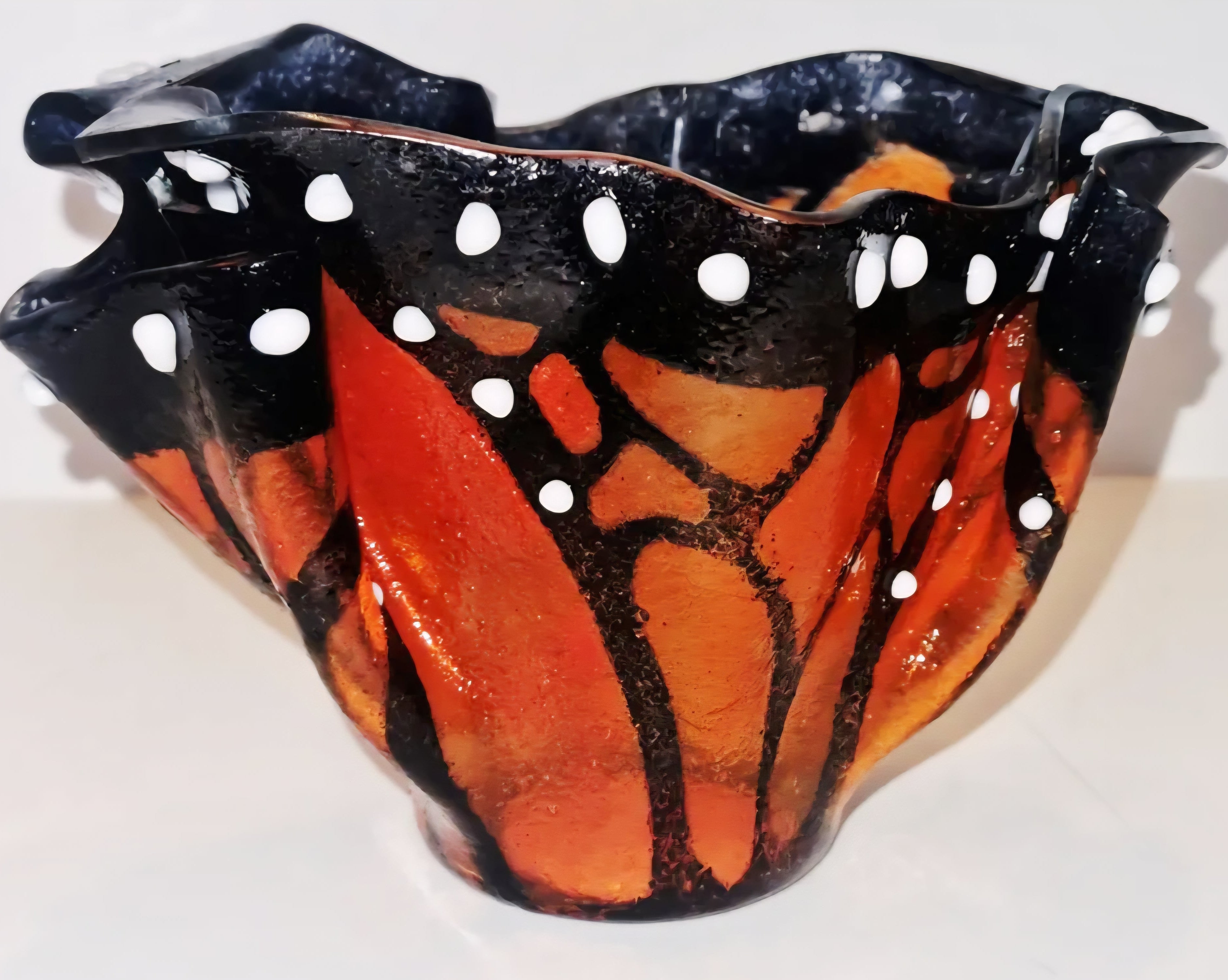 Fused glass butterfly vase