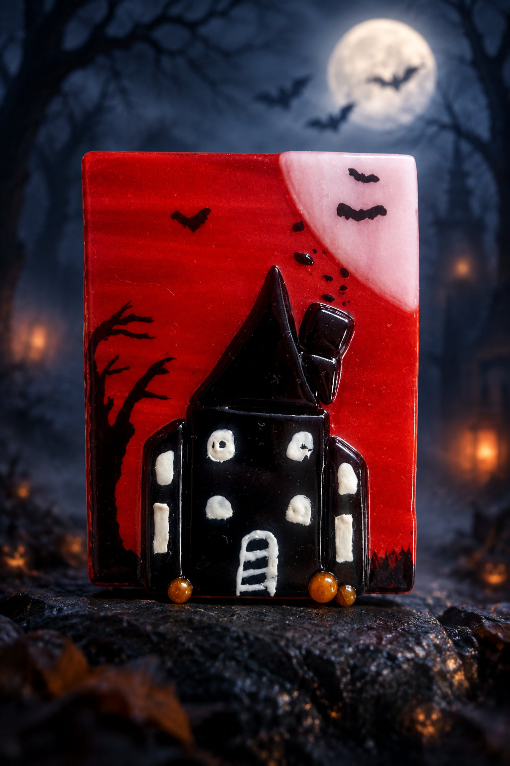 Spooky fused glass tealight holders.