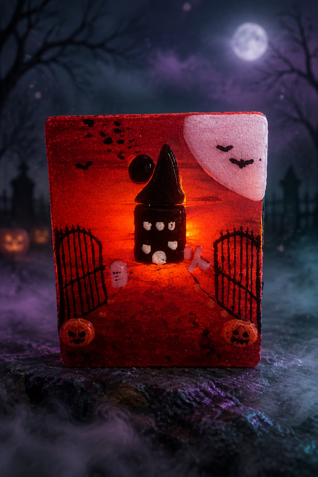 Spooky fused glass tealight holders.